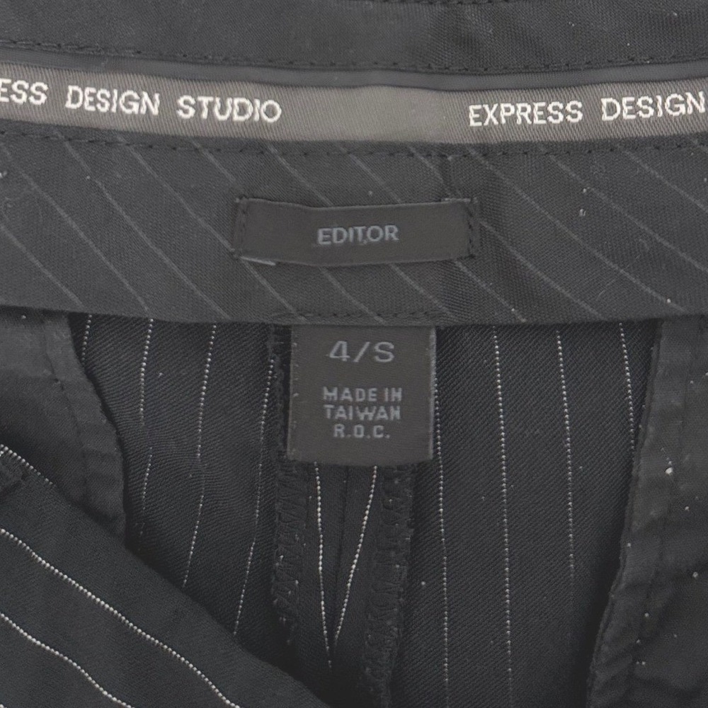 Express Design Studio Editor Black Pinstripe Wide Leg Officecore Dress Pants 4/S - Picture 4 of 10